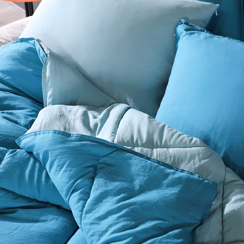 Teal and Blue Reversible Queen Duvet Set
