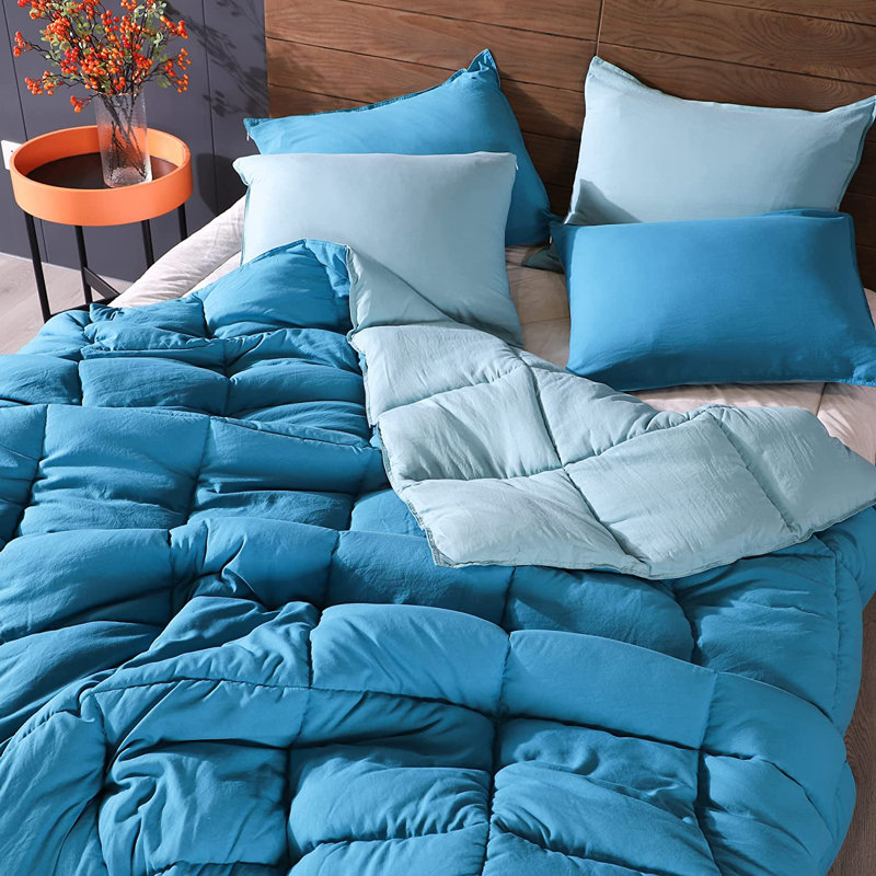 Teal and Blue Reversible Queen Duvet Set
