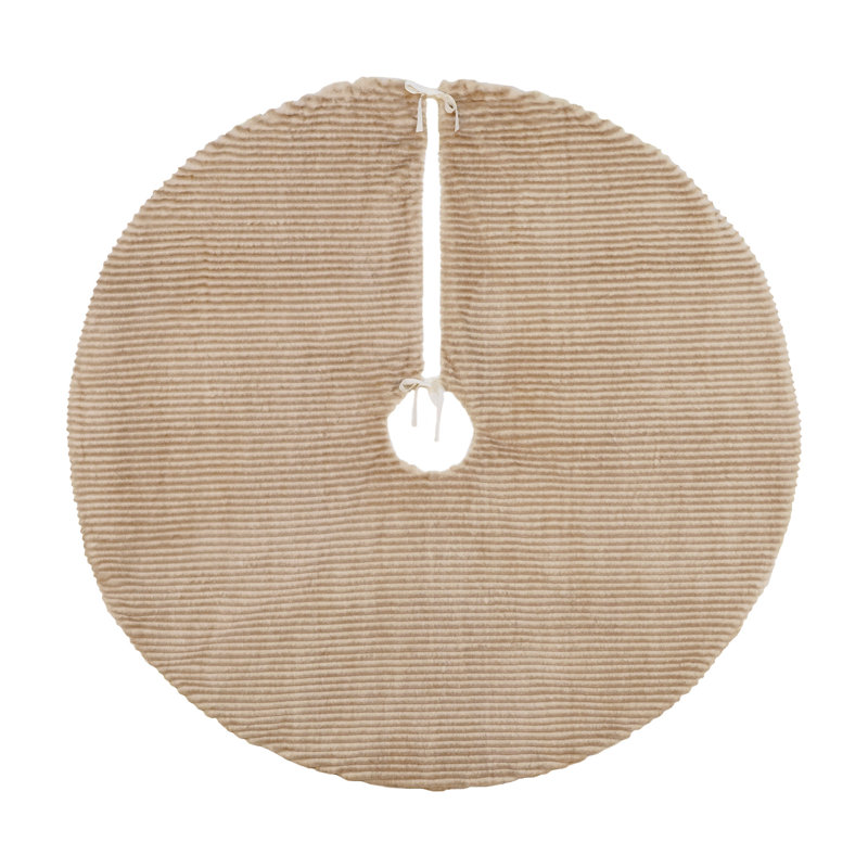 Beige Faux Fur Textured Christmas Tree Skirt