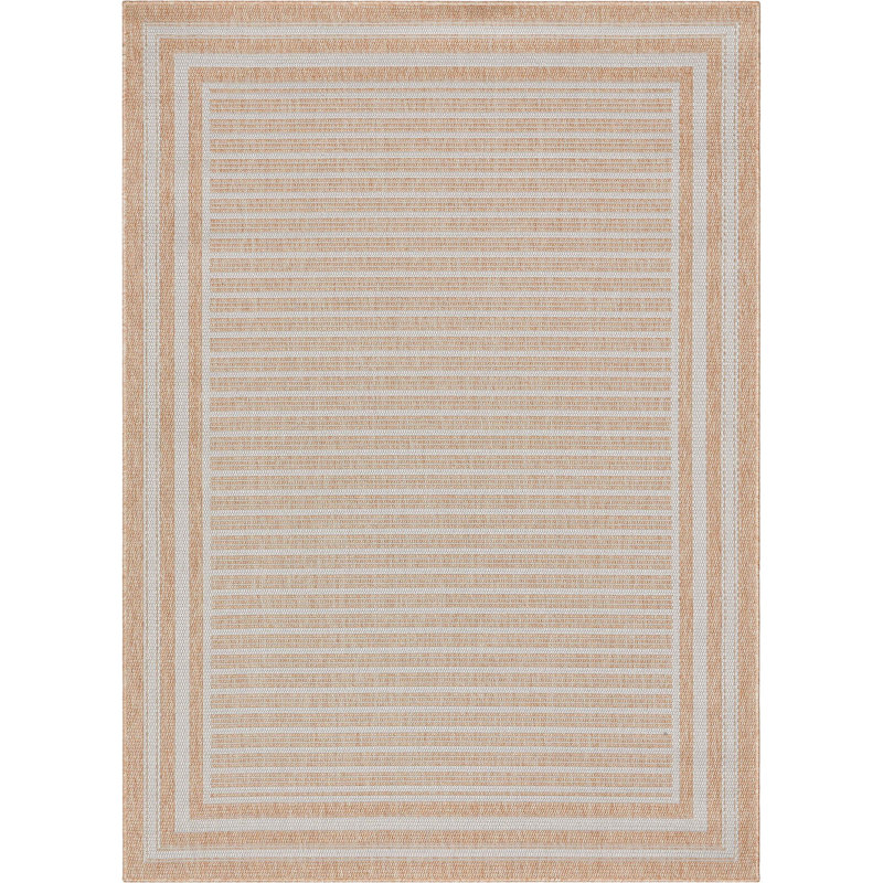 Coastal Cabin Striped Beige Synthetic 5'3" x 7'3" Indoor/Outdoor Rug
