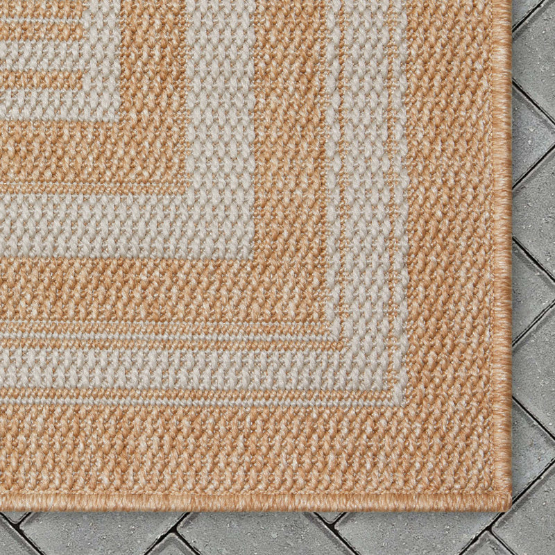 Coastal Cabin Striped Beige Synthetic 5'3" x 7'3" Indoor/Outdoor Rug