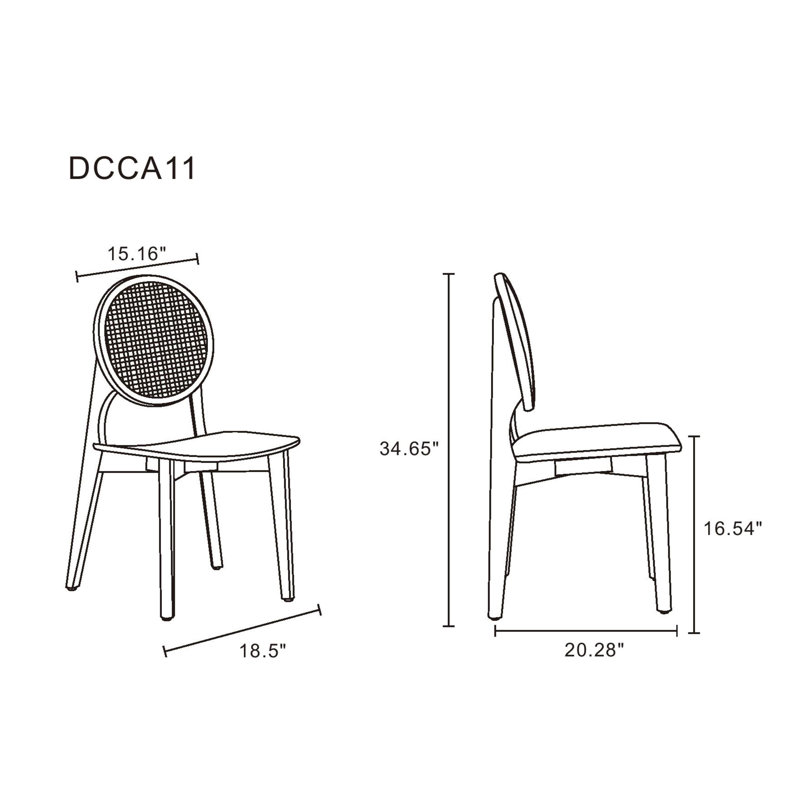 Versailles Nature Cane Mid-Century Modern Side Chair