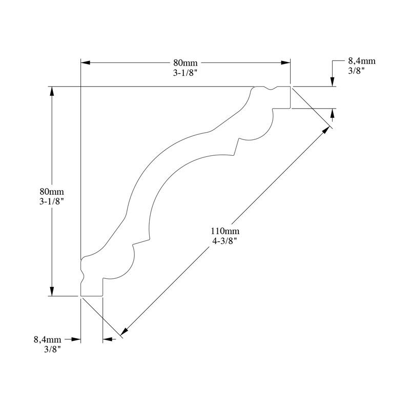 Primed White Polystyrene Crown Moulding 78" Length