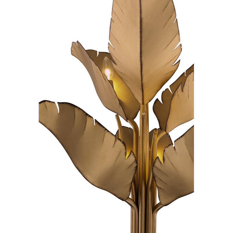 South Beach Hand Forged Gold 6-Light Banana Leaf Chandelier