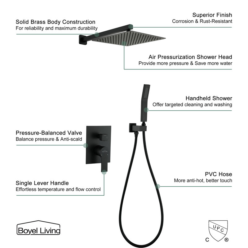 Matte Black Dual Shower Head with Handheld and Rain Spray