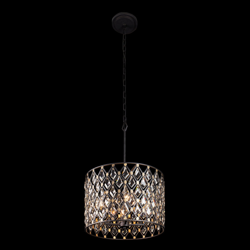 Windsor 4-Light Crystal Drum Chandelier in Carbon and Gold