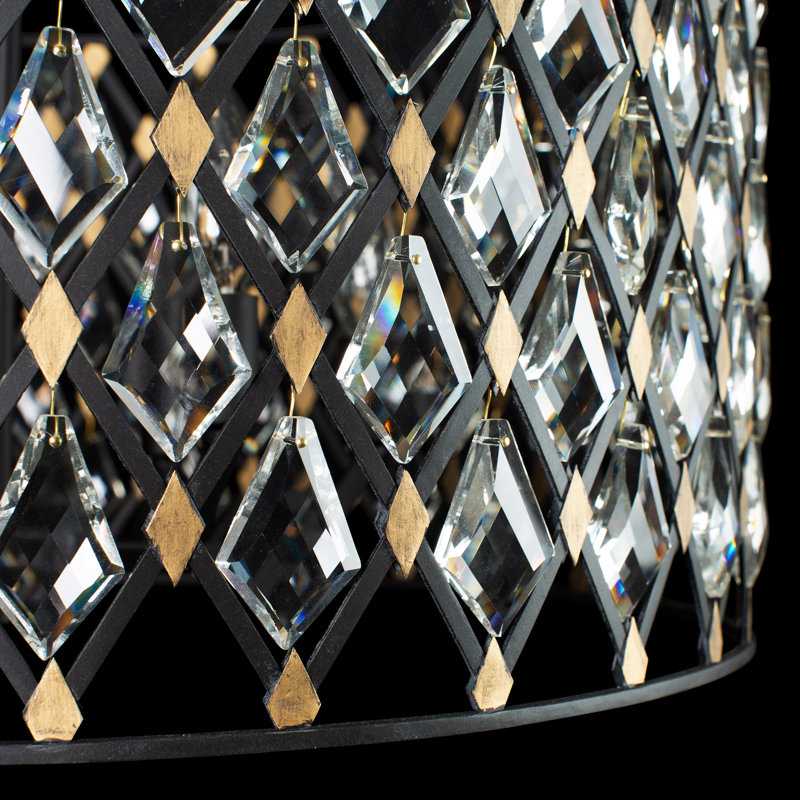 Windsor 4-Light Crystal Drum Chandelier in Carbon and Gold