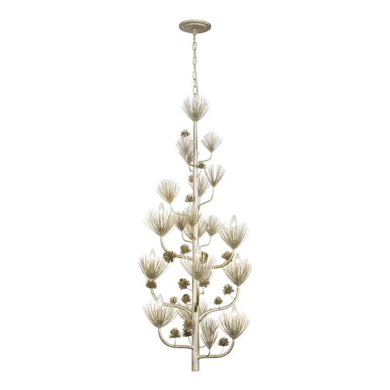 Zen Gold Hand-Forged 9-Light Tiered Chandelier