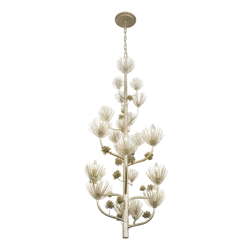 Zen Gold Hand-Forged 9-Light Tiered Chandelier