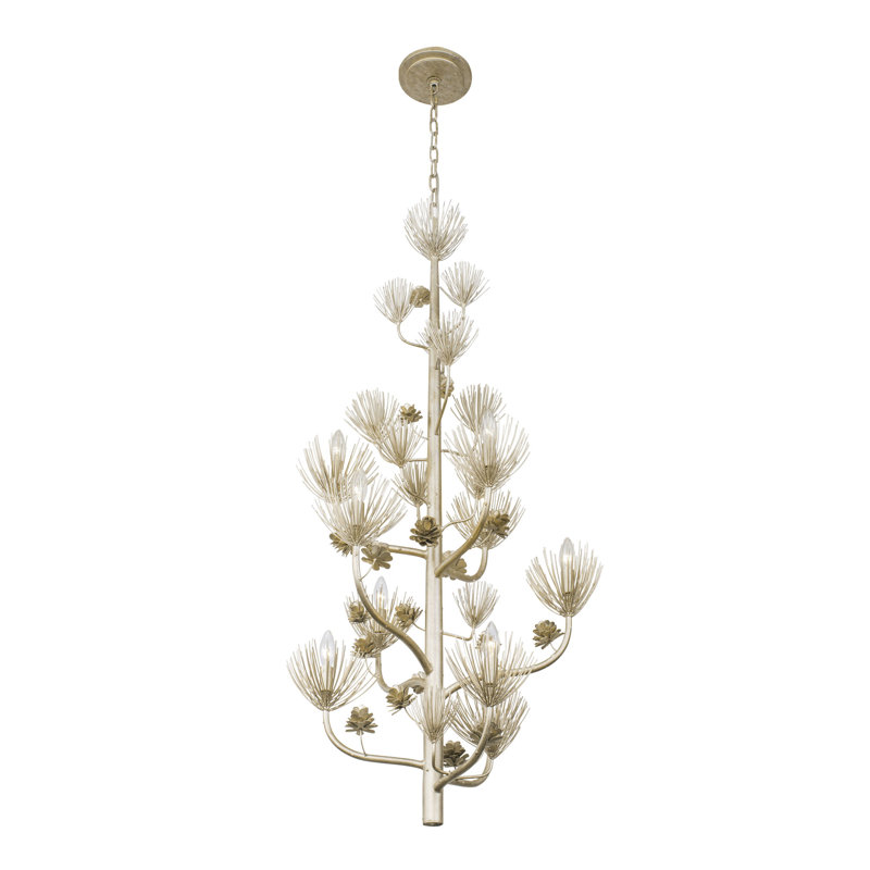 Zen Gold Hand-Forged 9-Light Tiered Chandelier
