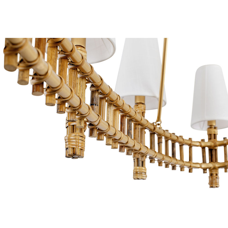 Gold 8-Light LED Glass Pendant with White Shades