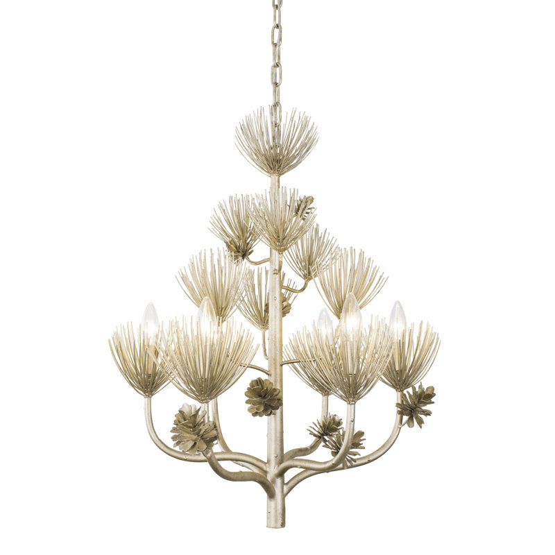Zen Gold 24" Recycled Steel Tiered Chandelier