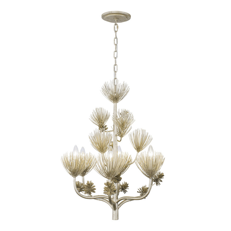 Zen Gold 24" Recycled Steel Tiered Chandelier
