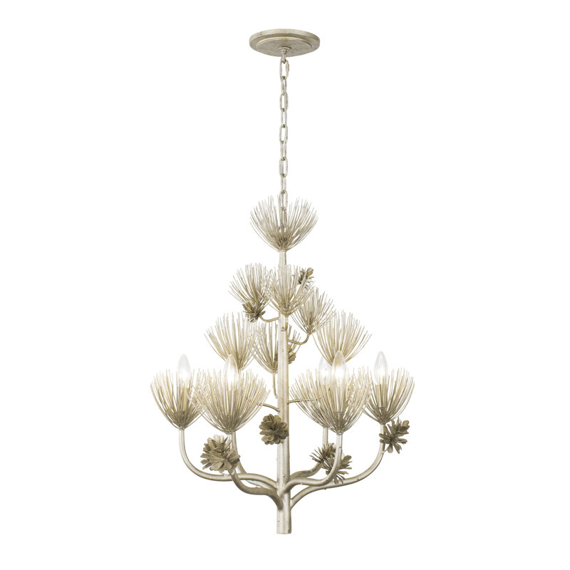 Zen Gold 24" Recycled Steel Tiered Chandelier