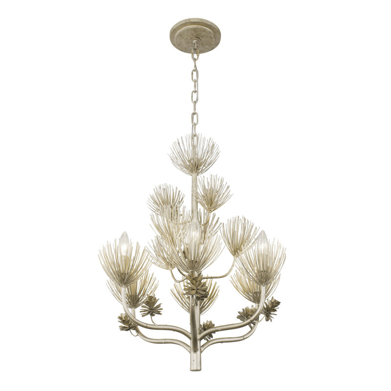 Zen Gold 24" Recycled Steel Tiered Chandelier