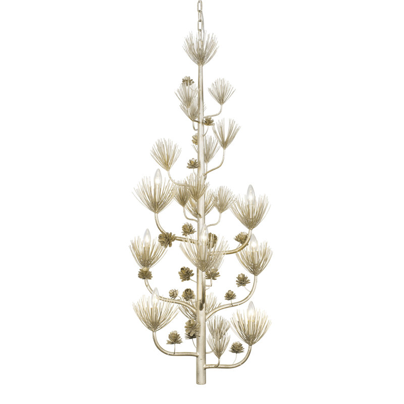 Zen Gold Hand-Forged 9-Light Tiered Chandelier