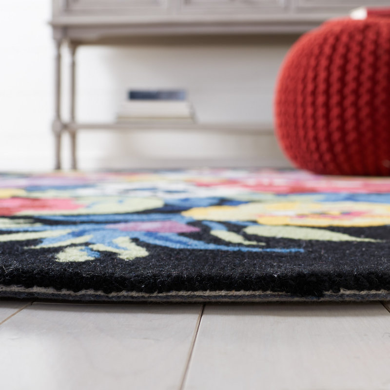 Chelsea Country Floral Black/Rose Wool 3' x 5' Rug