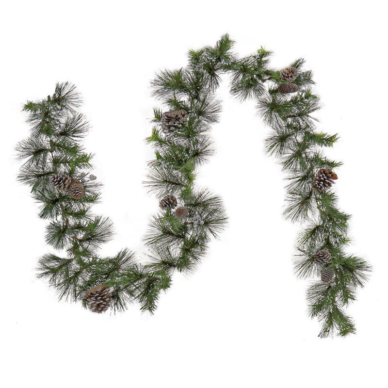 9 ft. Snow-Dusted Pine Cone Garland with LED Lights