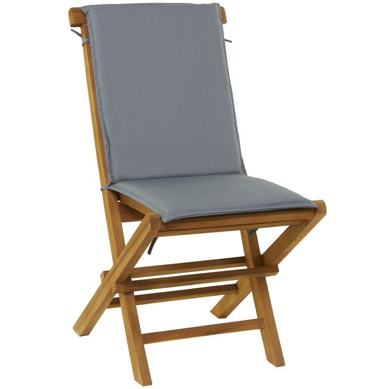 Teak Wood Outdoor Folding Dining Chair with Gray Cushions