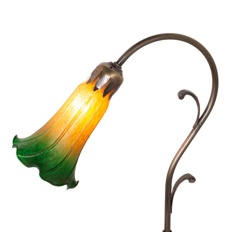 Amber and Green Stained Glass Arched Table Lamp
