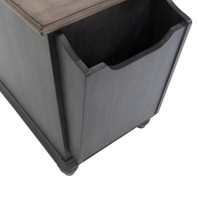 Traditional White Pine Chairside Table with Louvered Door and Storage