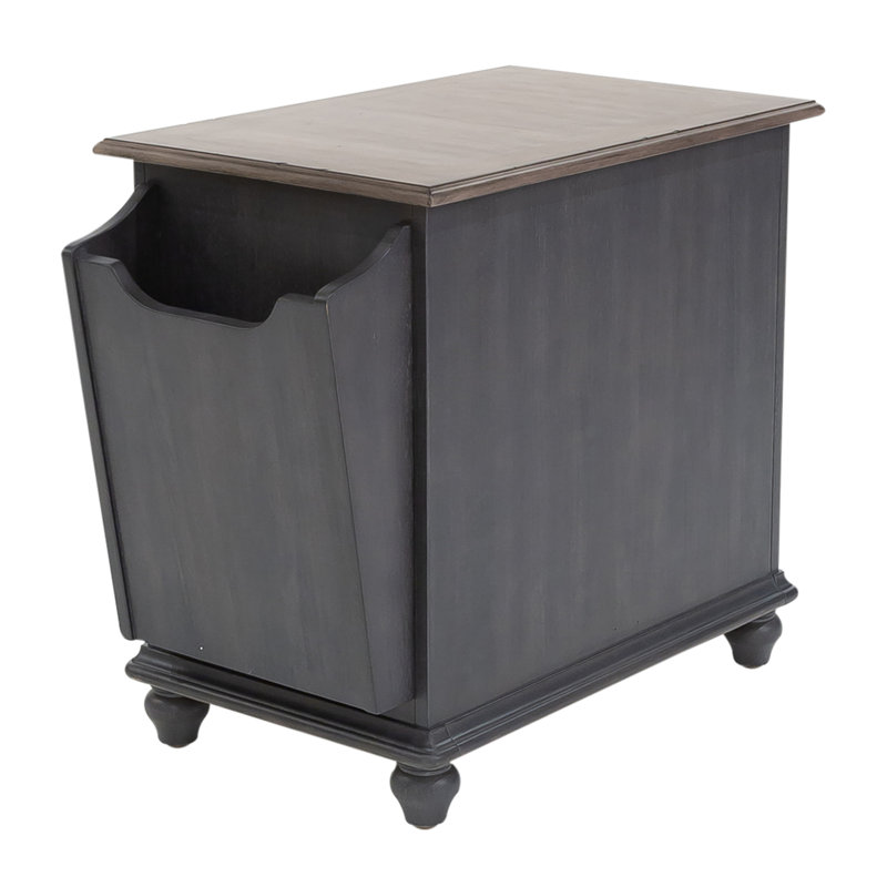 Traditional White Pine Chairside Table with Louvered Door and Storage