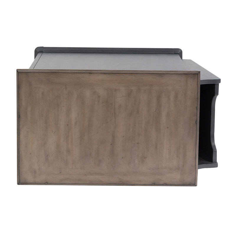 Traditional White Pine Chairside Table with Louvered Door and Storage