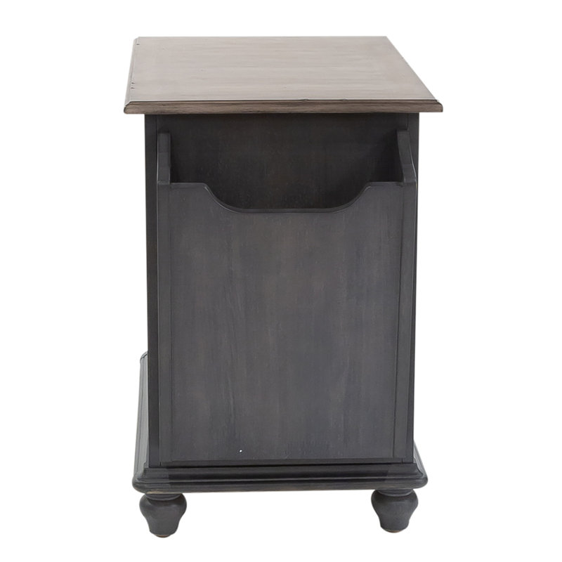 Traditional White Pine Chairside Table with Louvered Door and Storage