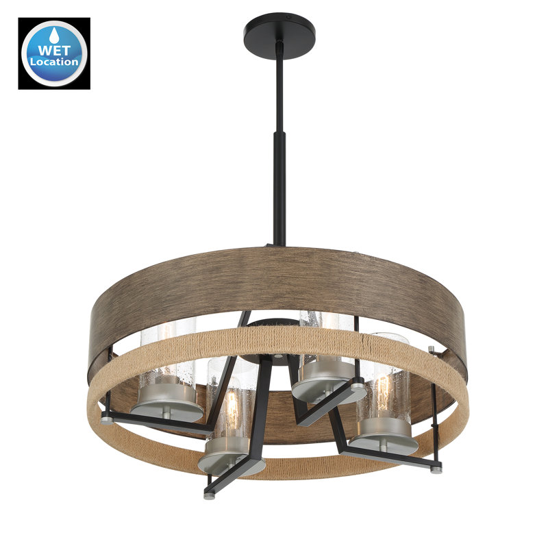 Silver Creek 24" Stone Grey & Brushed Nickel 4-Light Outdoor Pendant