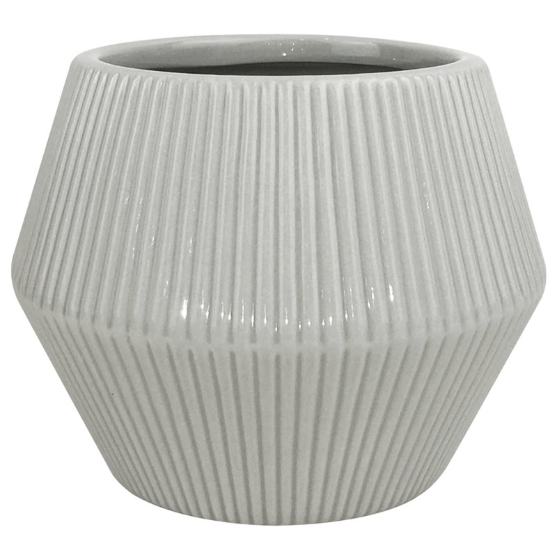 Handcrafted White Ceramic Round Planter Pot