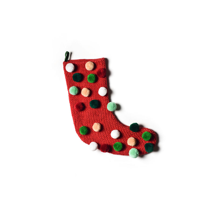 Christmas In The Village Pom Pom Stocking