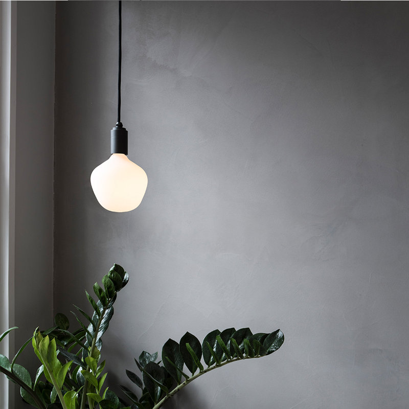 Enno Mini 6.85" High Black and White Glass Pendant Light