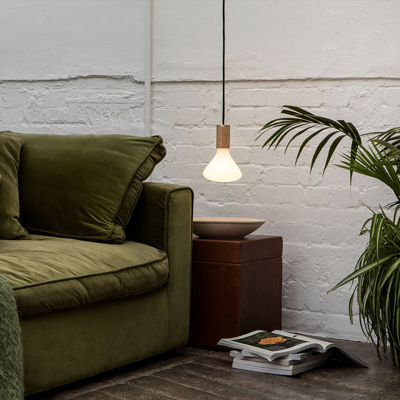Noma Mini 6W LED Oak Pendant with Matte White Finish