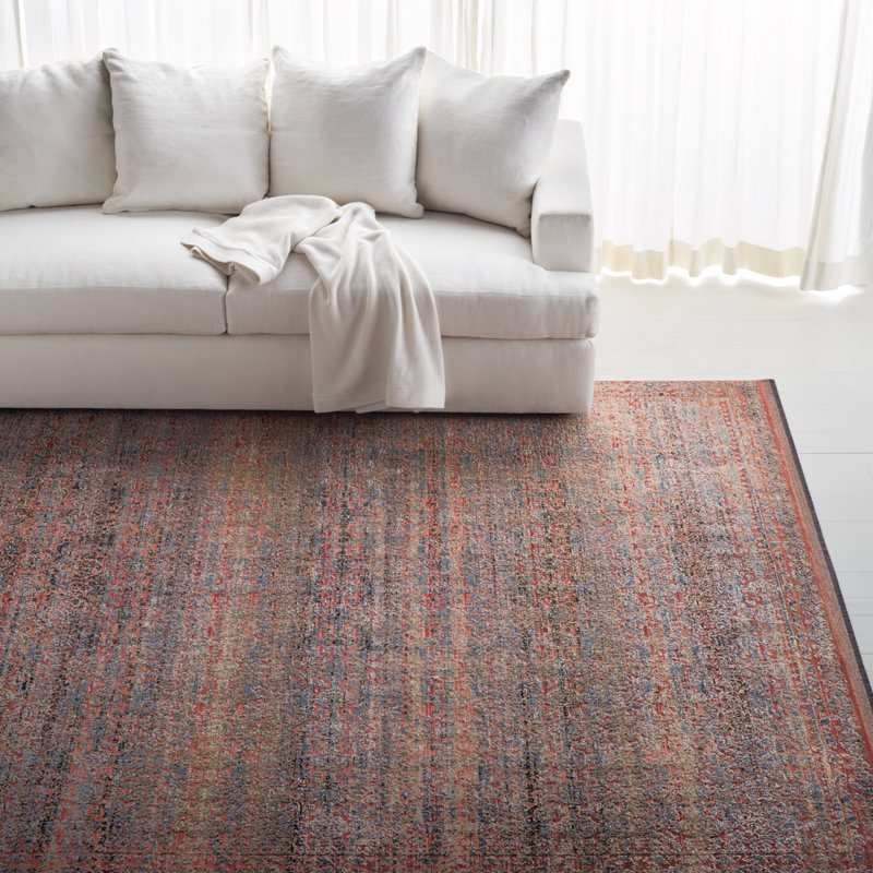 Hand-Knotted Blue & Green Wool-Synthetic Blend 4' x 6' Area Rug