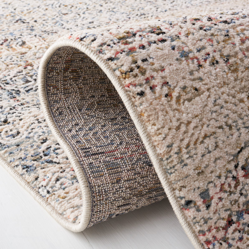 Ivory & Light Olive Hand-Knotted Wool Blend 4' x 6' Area Rug