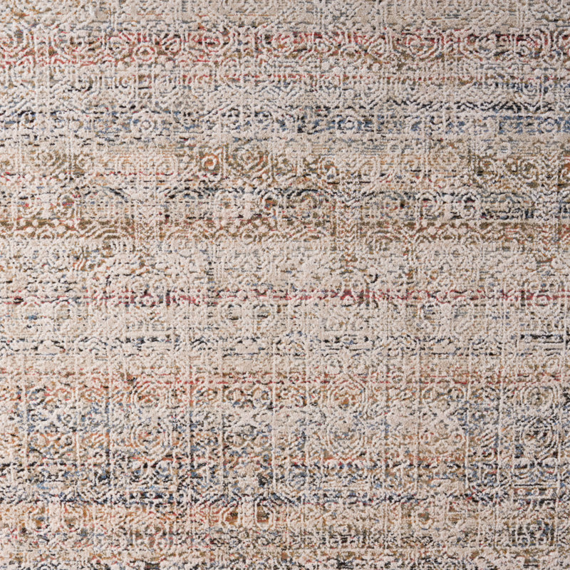 Ivory & Light Olive Hand-Knotted Wool Blend 4' x 6' Area Rug