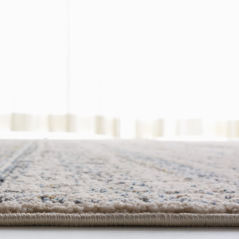 Ivory & Navy Hand-Knotted Wool Blend Round Rug