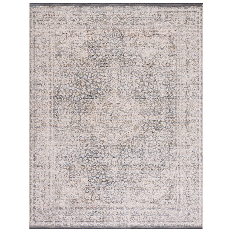 Ivory and Light Olive Hand-knotted Medallion Wool Rug, 9' x 12'