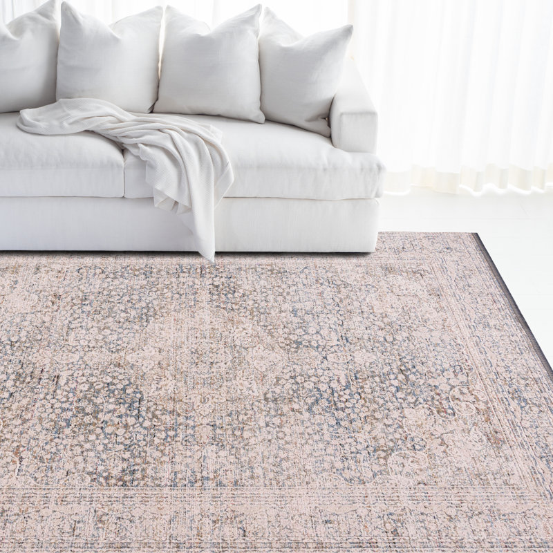 Ivory and Light Olive Hand-Knotted Wool Blend 5'3" x 7'6" Area Rug