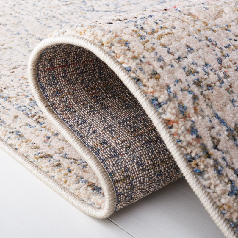 Ivory and Light Olive Hand-Knotted Wool Blend 5'3" x 7'6" Area Rug