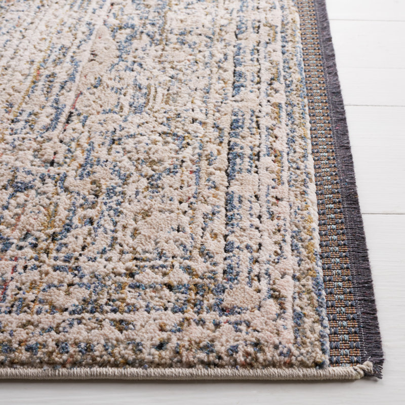 Ivory and Light Olive Hand-Knotted Wool Blend 5'3" x 7'6" Area Rug