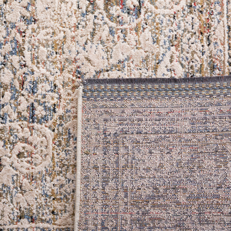 Ivory and Light Olive Hand-Knotted Wool Blend 5'3" x 7'6" Area Rug