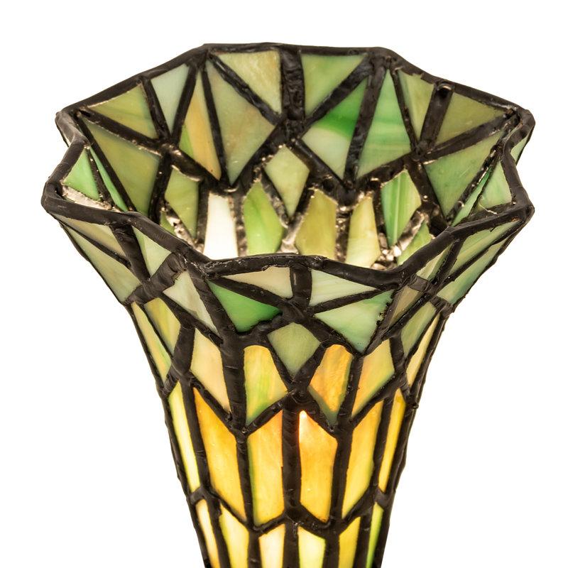 Twin Cherub Tiffany Pond Lily 13" Stained Glass Table Lamp