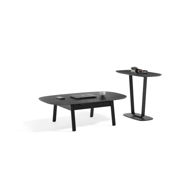Nimbus Black Porcelain and Steel End Table with Storage