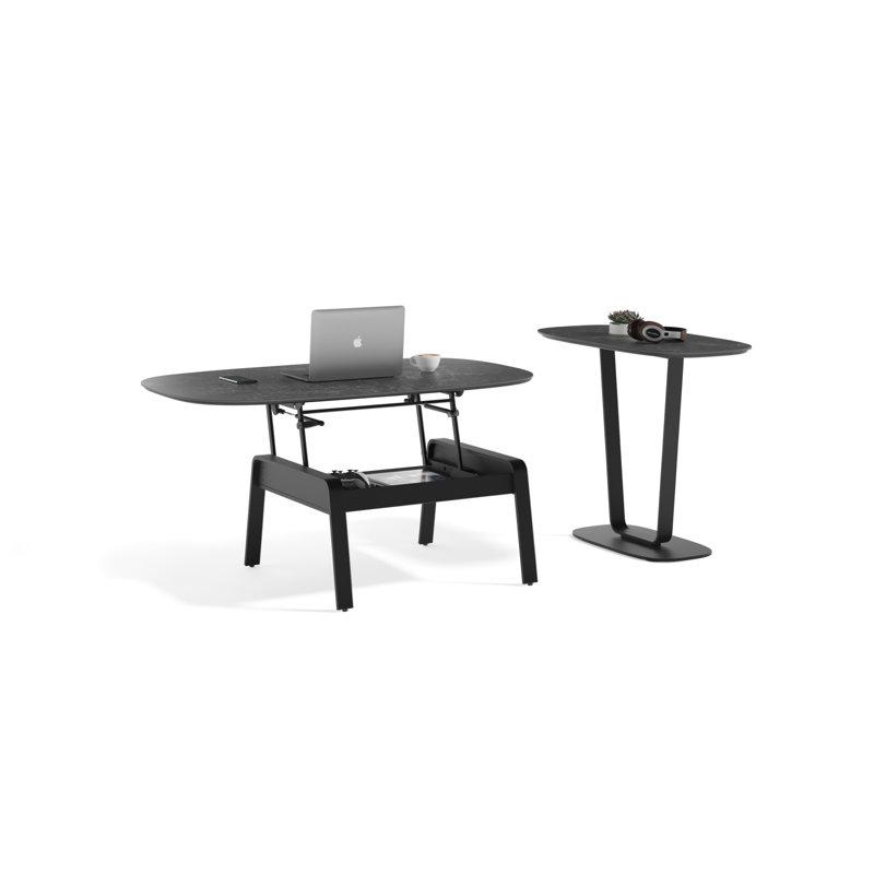Nimbus Black Porcelain and Steel End Table with Storage