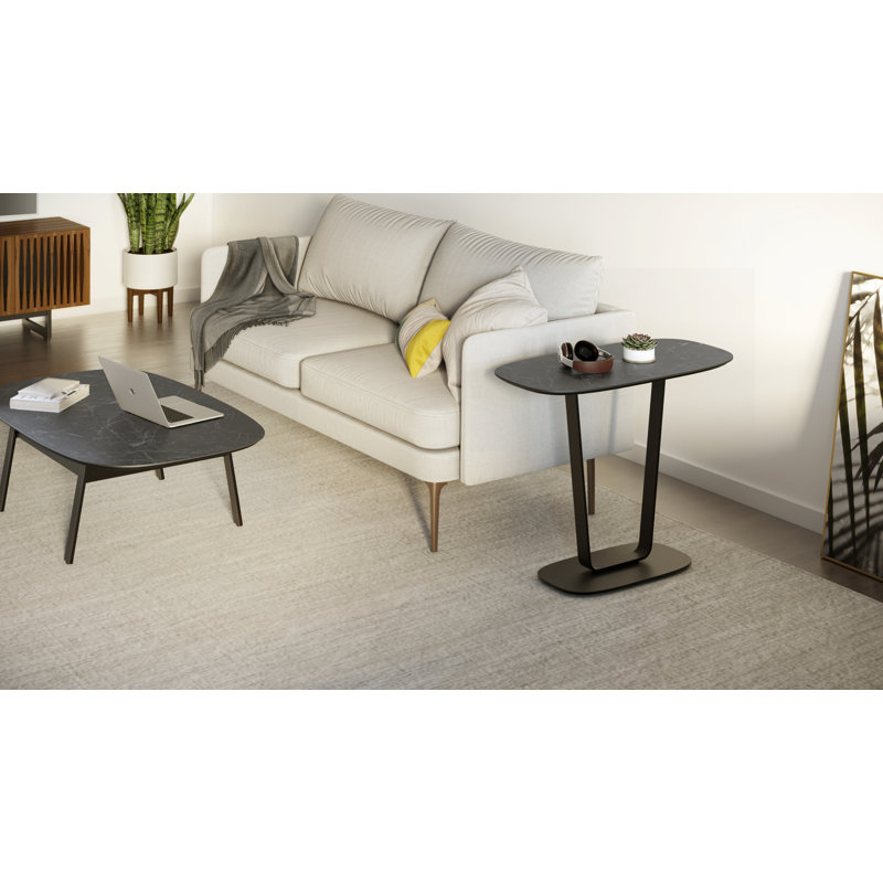 Nimbus Black Porcelain and Steel End Table with Storage