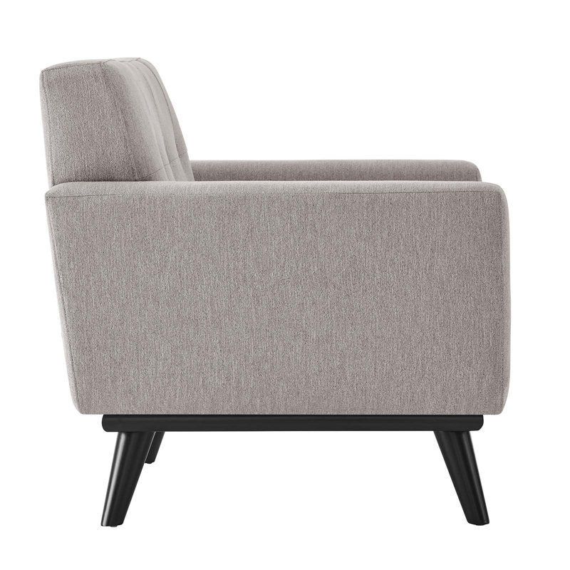 Light Gray Herringbone Fabric Armchair with Black Wood Legs