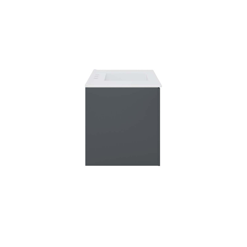 Sleek Gray and White 36" Wall-Mount Modern Bathroom Vanity
