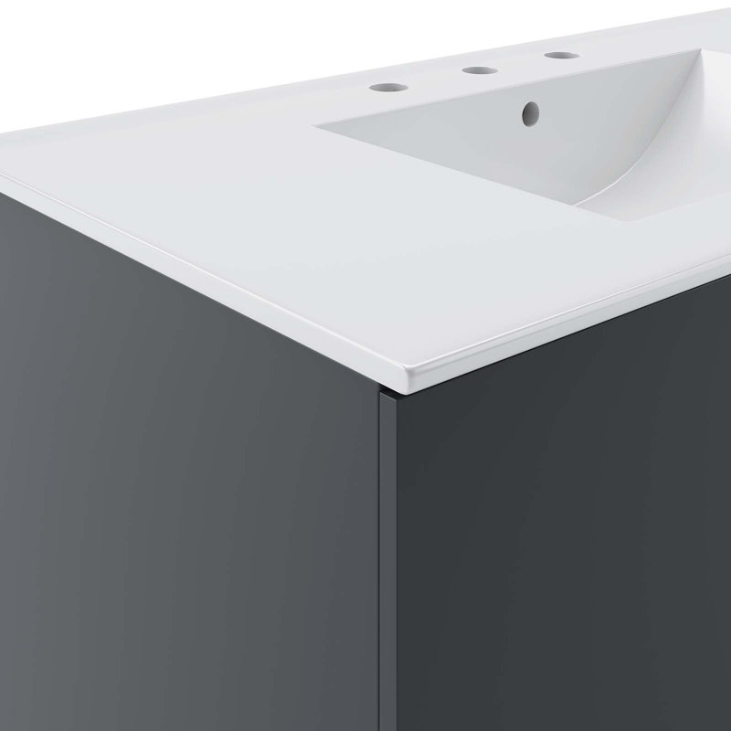 Sleek Gray and White 36" Wall-Mount Modern Bathroom Vanity