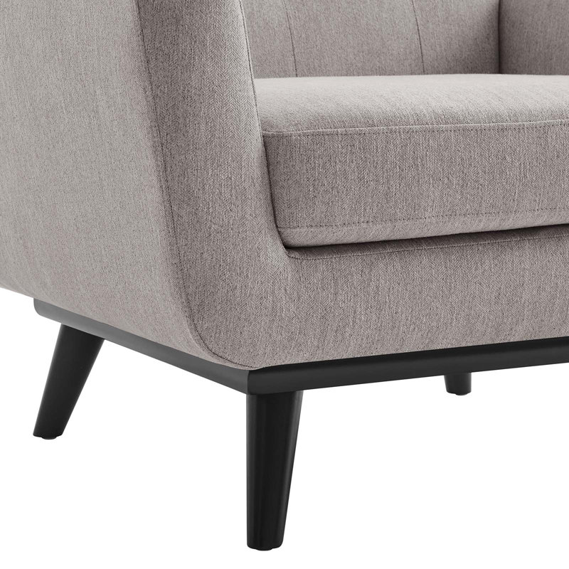 Light Gray Herringbone Fabric Armchair with Black Wood Legs